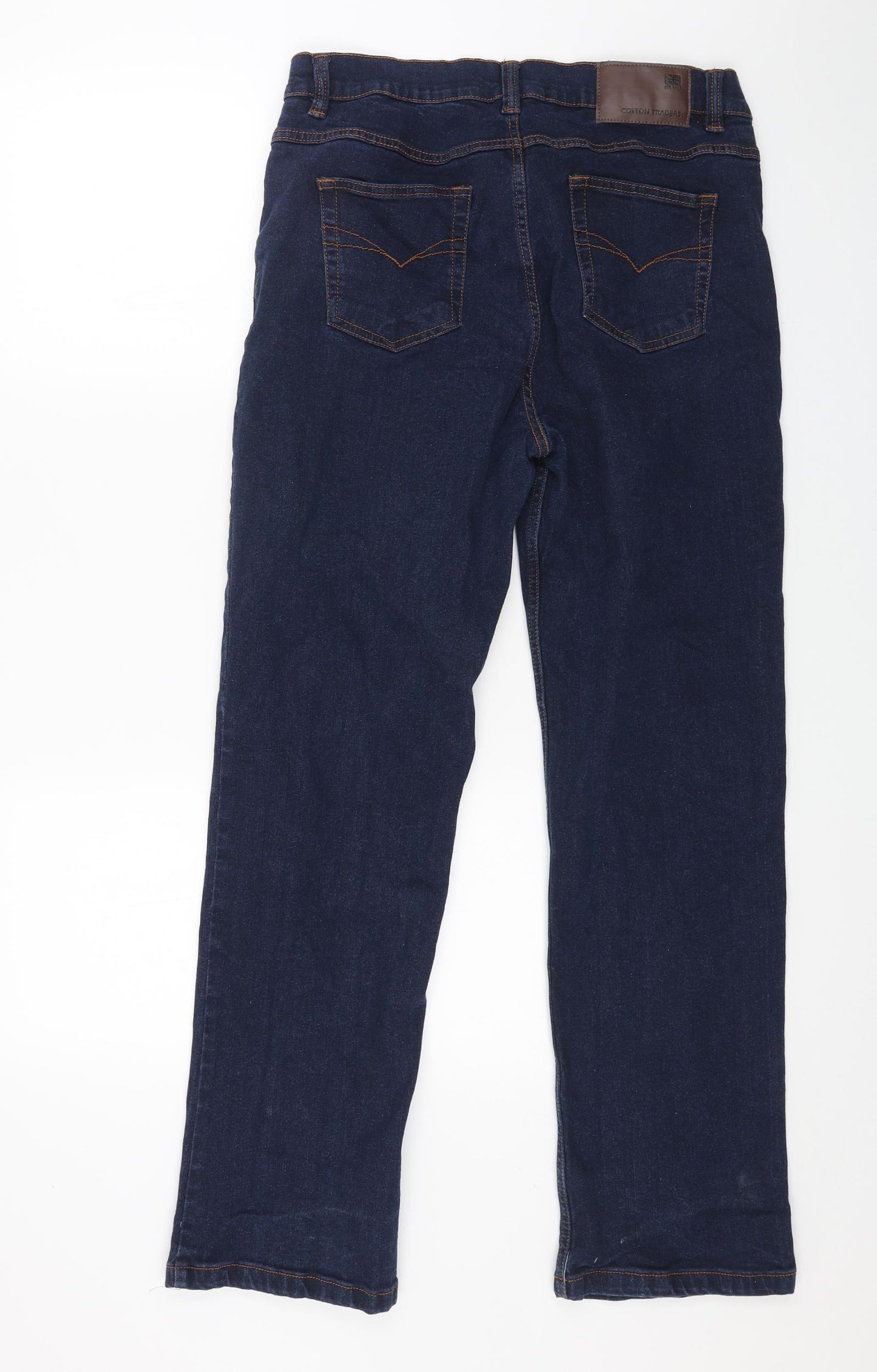 Cotton Traders Womens Blue Cotton Straight Jeans Size 14 L29 in Regular Button