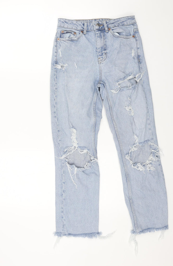 Topshop Womens Blue Cotton Straight Jeans Size 26 L32 in Regular Button