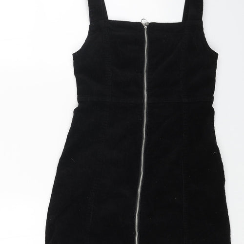 Denim Womens Black Cotton Pencil Dress Size 8 Square Neck Zip