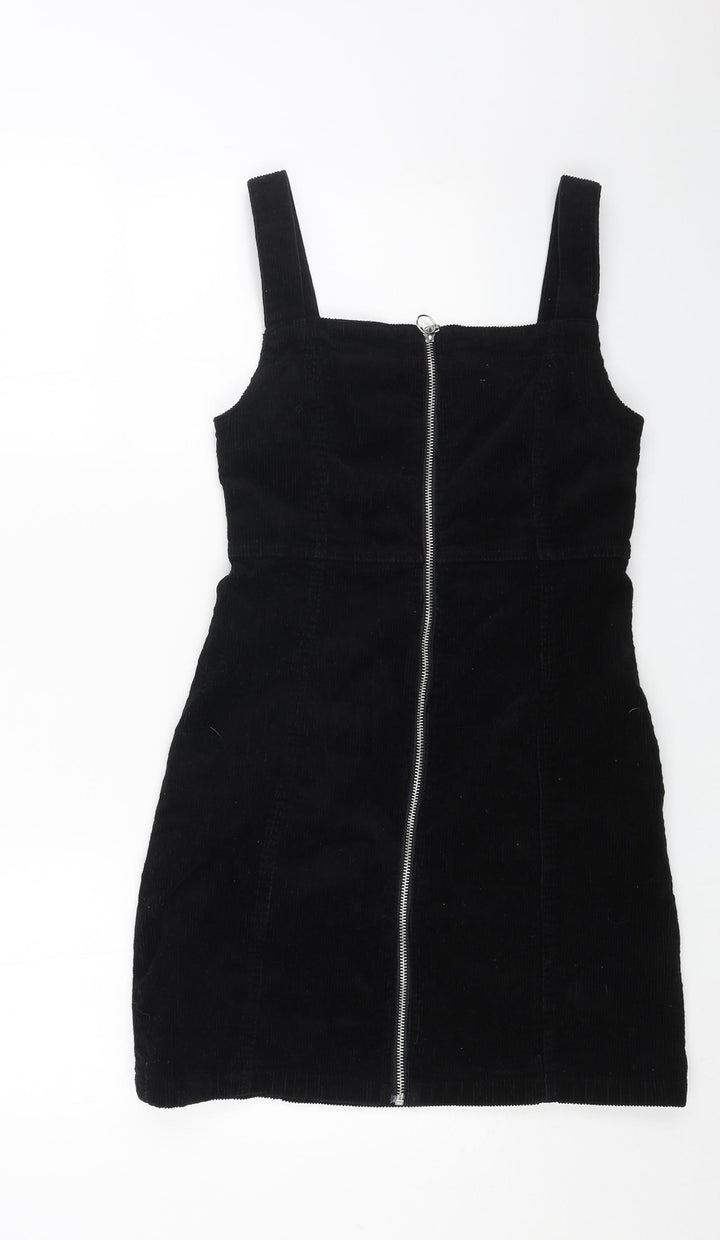 Denim Womens Black Cotton Pencil Dress Size 8 Square Neck Zip