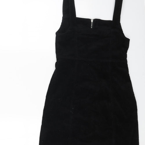 Denim Womens Black Cotton Pencil Dress Size 8 Square Neck Zip