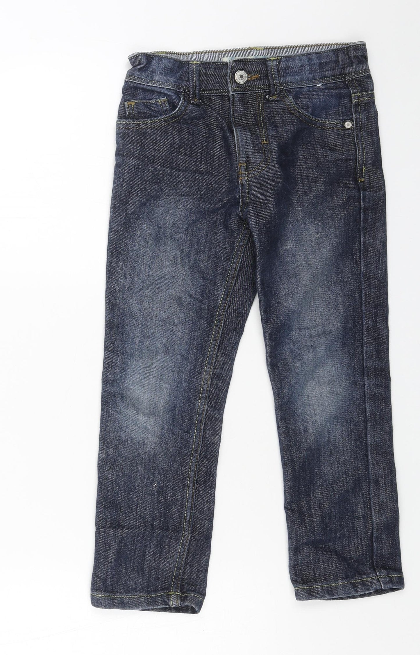 Denim & Co. Boys Blue Cotton Straight Jeans Size 5-6 Years Regular Button