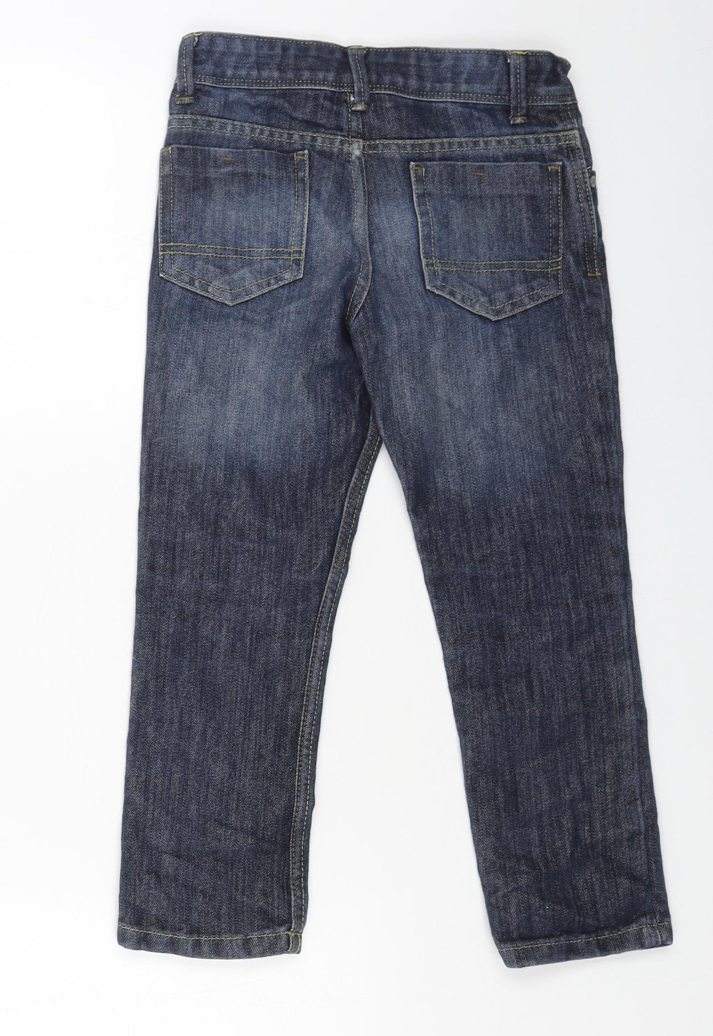 Denim & Co. Boys Blue Cotton Straight Jeans Size 5-6 Years Regular Button