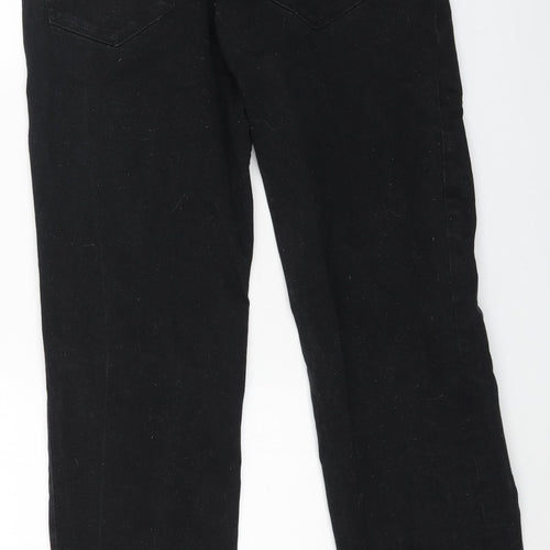 Preworn Womens Black Cotton Straight Jeans Size 32 in L31 in Regular Button