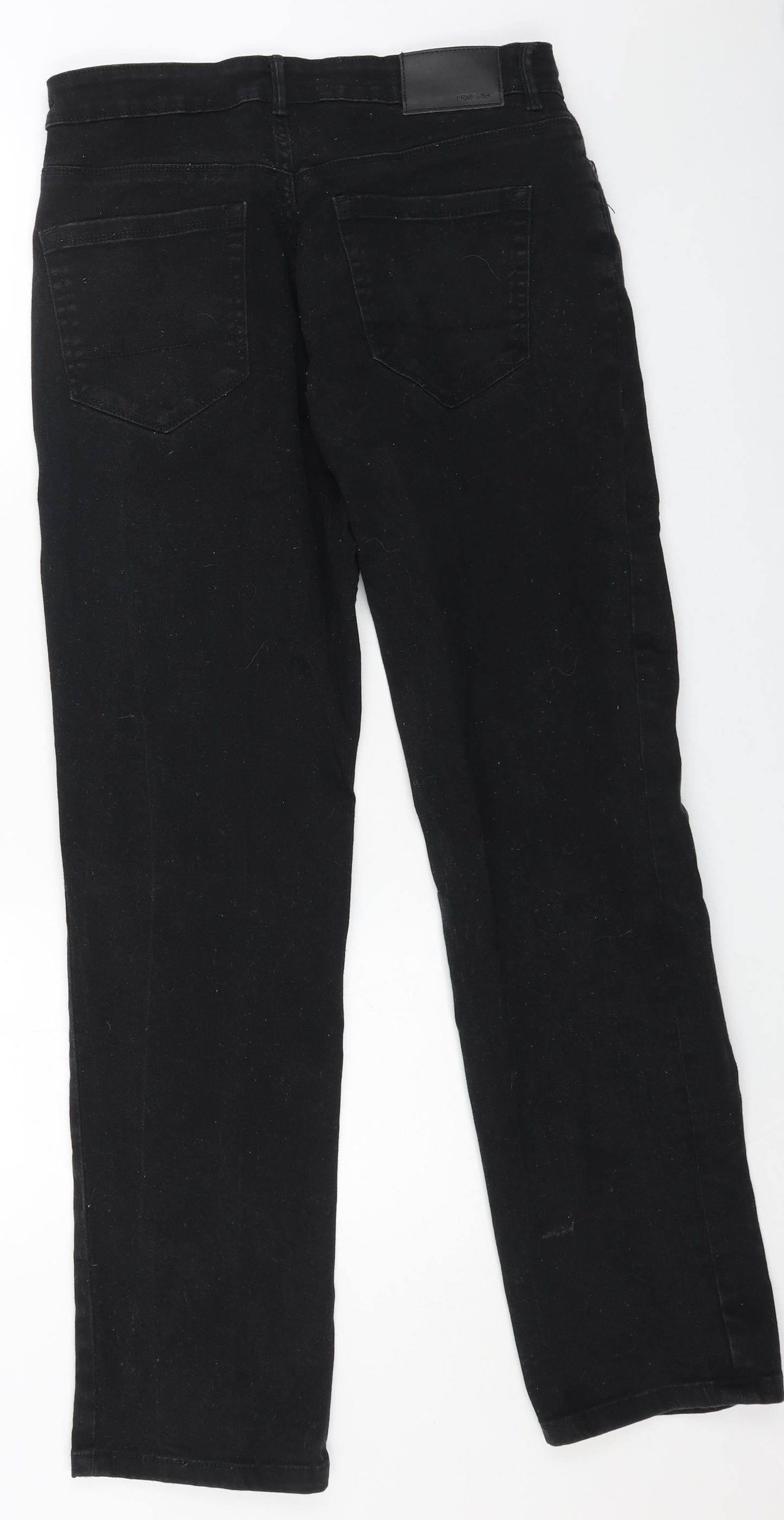 Preworn Womens Black Cotton Straight Jeans Size 32 in L31 in Regular Button