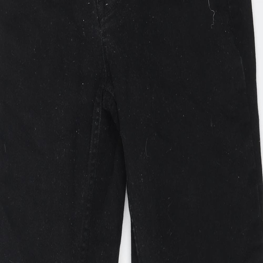 Preworn Womens Black Cotton Straight Jeans Size 32 in L31 in Regular Button