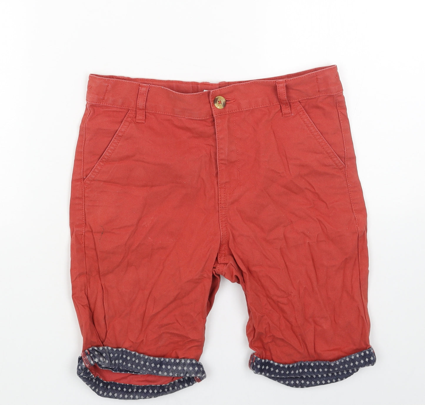 F&F Boys Red Cotton Chino Shorts Size 10-11 Years Regular Buckle