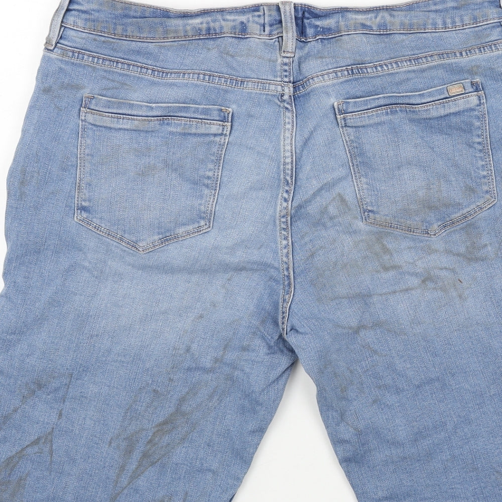 F&F Womens Blue Herringbone Cotton Skimmer Shorts Size 16 L14 in Regular Button