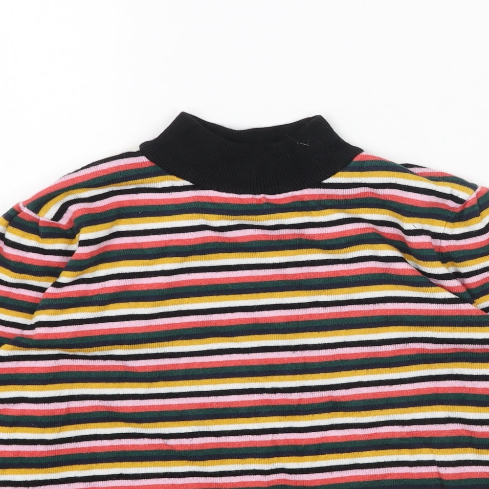 Papaya Womens Multicoloured Mock Neck Striped Acrylic Pullover Jumper Size 8
