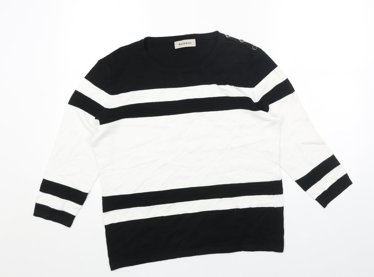 BASSINI Womens Black Round Neck Viscose Pullover Jumper Size M