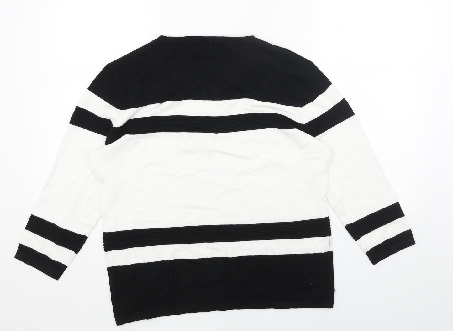 BASSINI Womens Black Round Neck Viscose Pullover Jumper Size M
