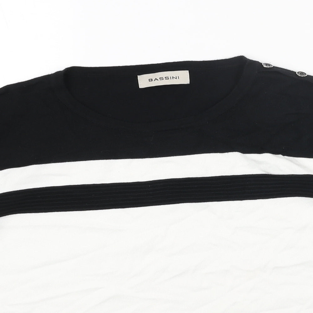 BASSINI Womens Black Round Neck Viscose Pullover Jumper Size M
