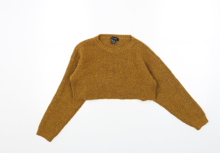 New Look Womens Yellow Round Neck Acrylic Pullover Jumper Size S