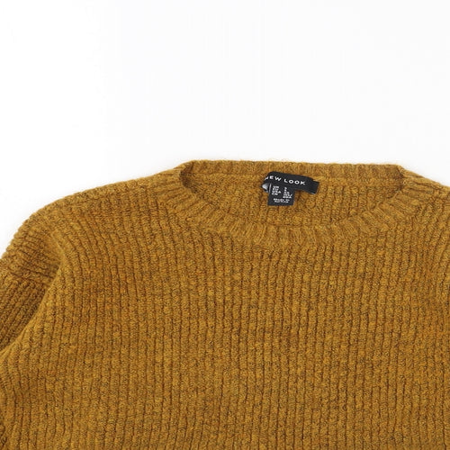 New Look Womens Yellow Round Neck Acrylic Pullover Jumper Size S