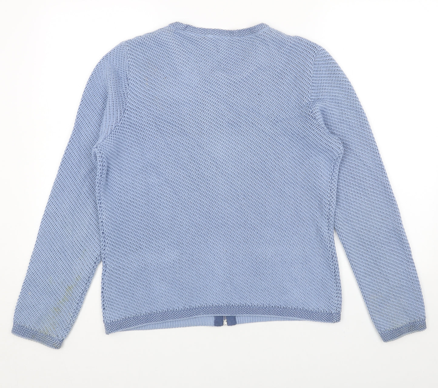 GolleHaug Womens Blue Round Neck Cotton Full Zip Jumper Size 14