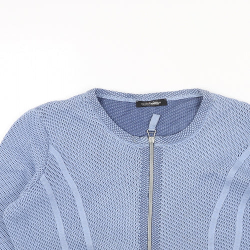 GolleHaug Womens Blue Round Neck Cotton Full Zip Jumper Size 14