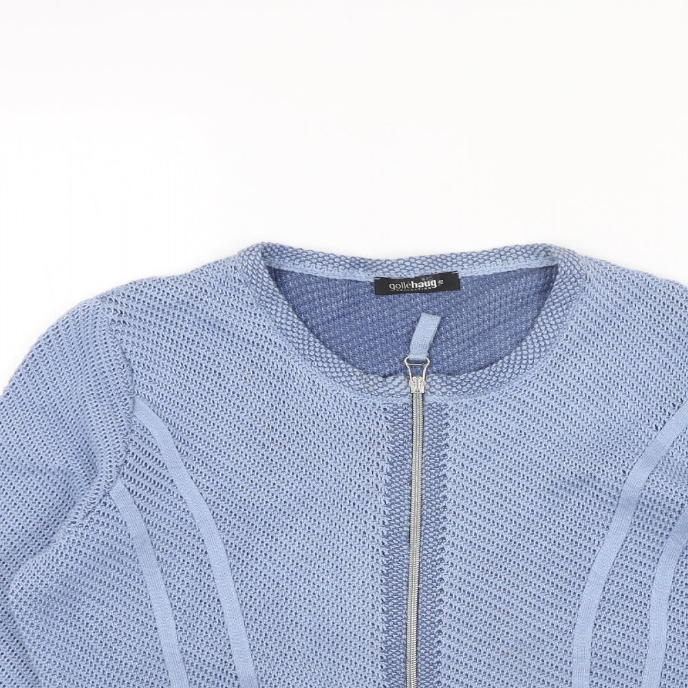 GolleHaug Womens Blue Round Neck Cotton Full Zip Jumper Size 14
