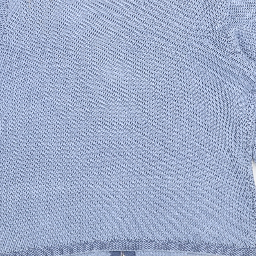 GolleHaug Womens Blue Round Neck Cotton Full Zip Jumper Size 14