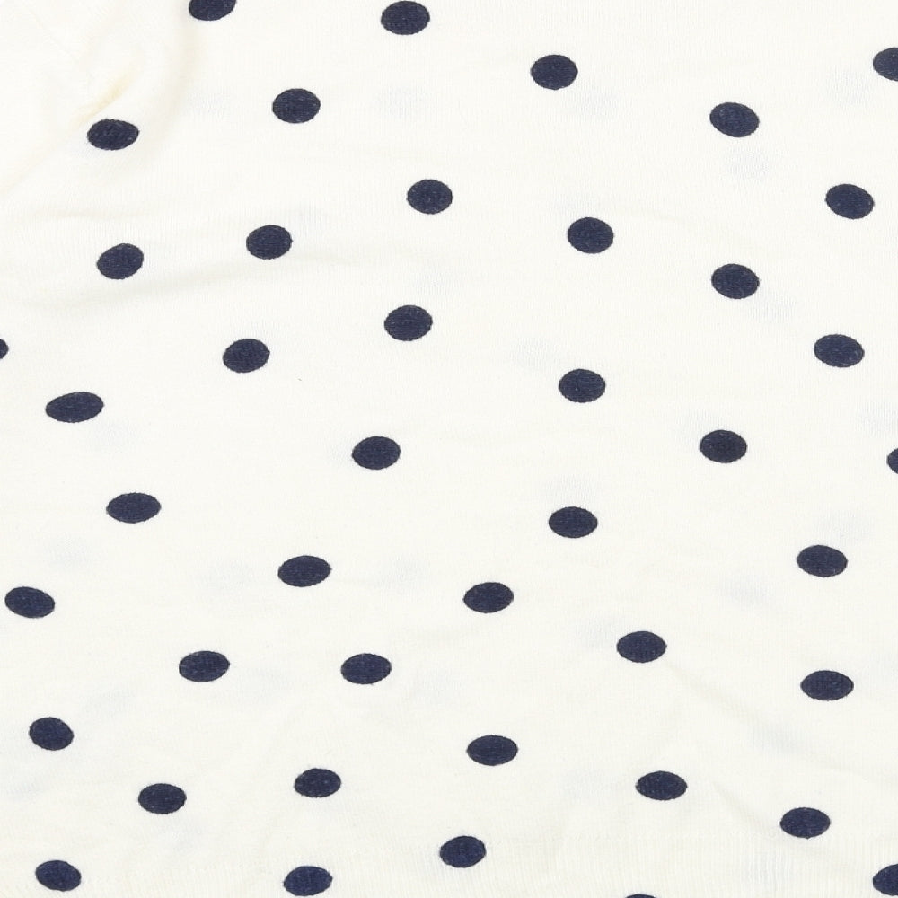 Marks and Spencer Womens White Round Neck Polka Dot Acrylic Pullover Jumper Size 14