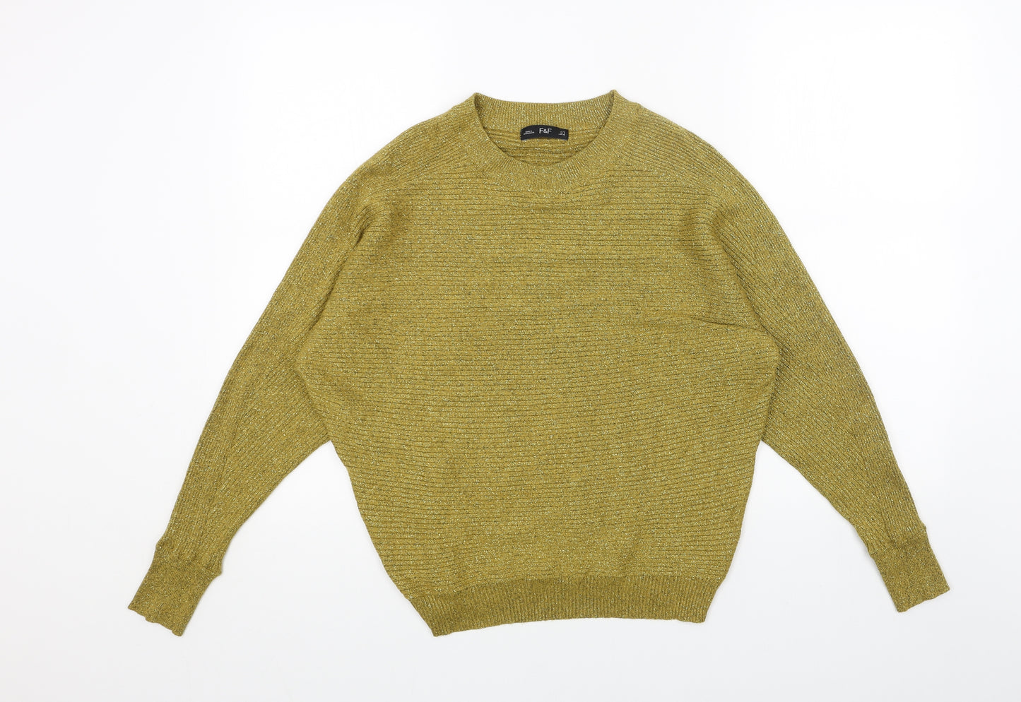 F&F Womens Gold Round Neck Acrylic Pullover Jumper Size 10