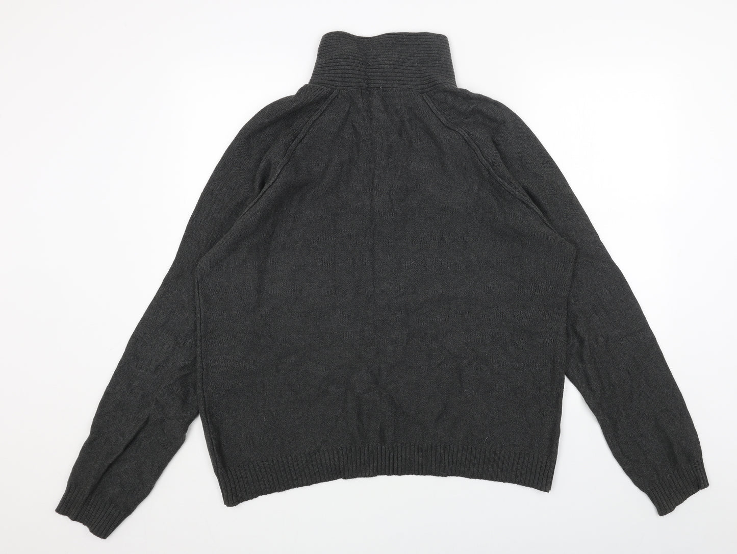 Cedar Wood State Mens Grey High Neck Cotton Henley Jumper Size 2XL Long Sleeve