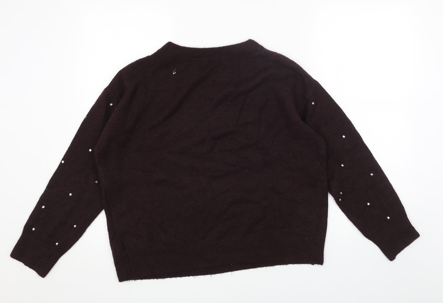 H&M Womens Purple Round Neck Acrylic Pullover Jumper Size S