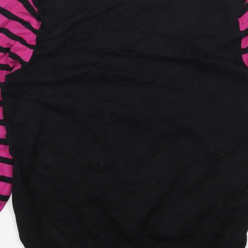 M&Co Womens Black Scoop Neck Striped Acrylic Pullover Jumper Size 10