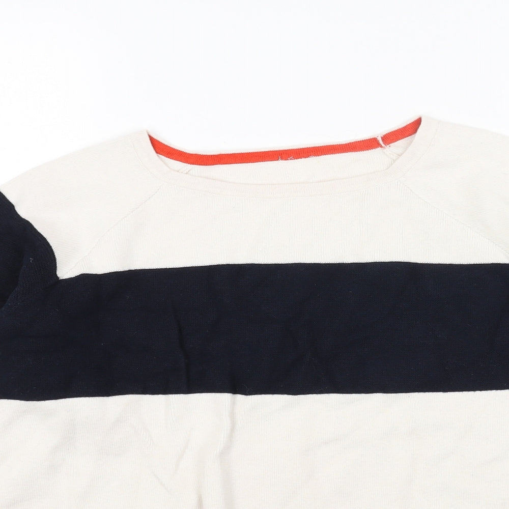 White Stuff Womens Blue Round Neck Acrylic Pullover Jumper Size 14 - Colourblock