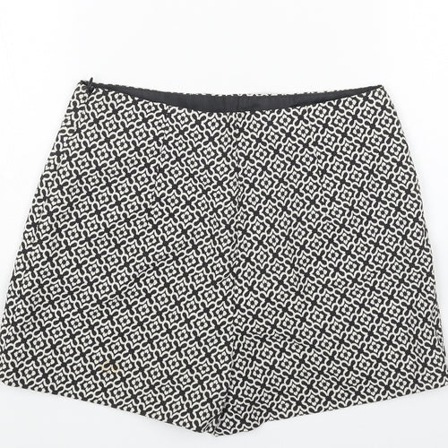 Miss Selfridge Womens Black Geometric Polyester Sailor Shorts Size 8 Regular Zip