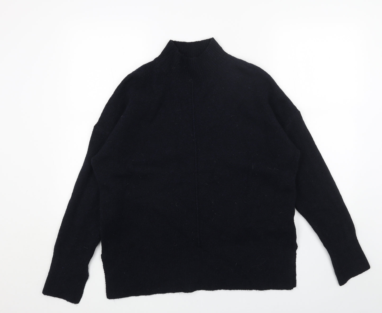 Marks and Spencer Womens Blue Mock Neck Acrylic Pullover Jumper Size L