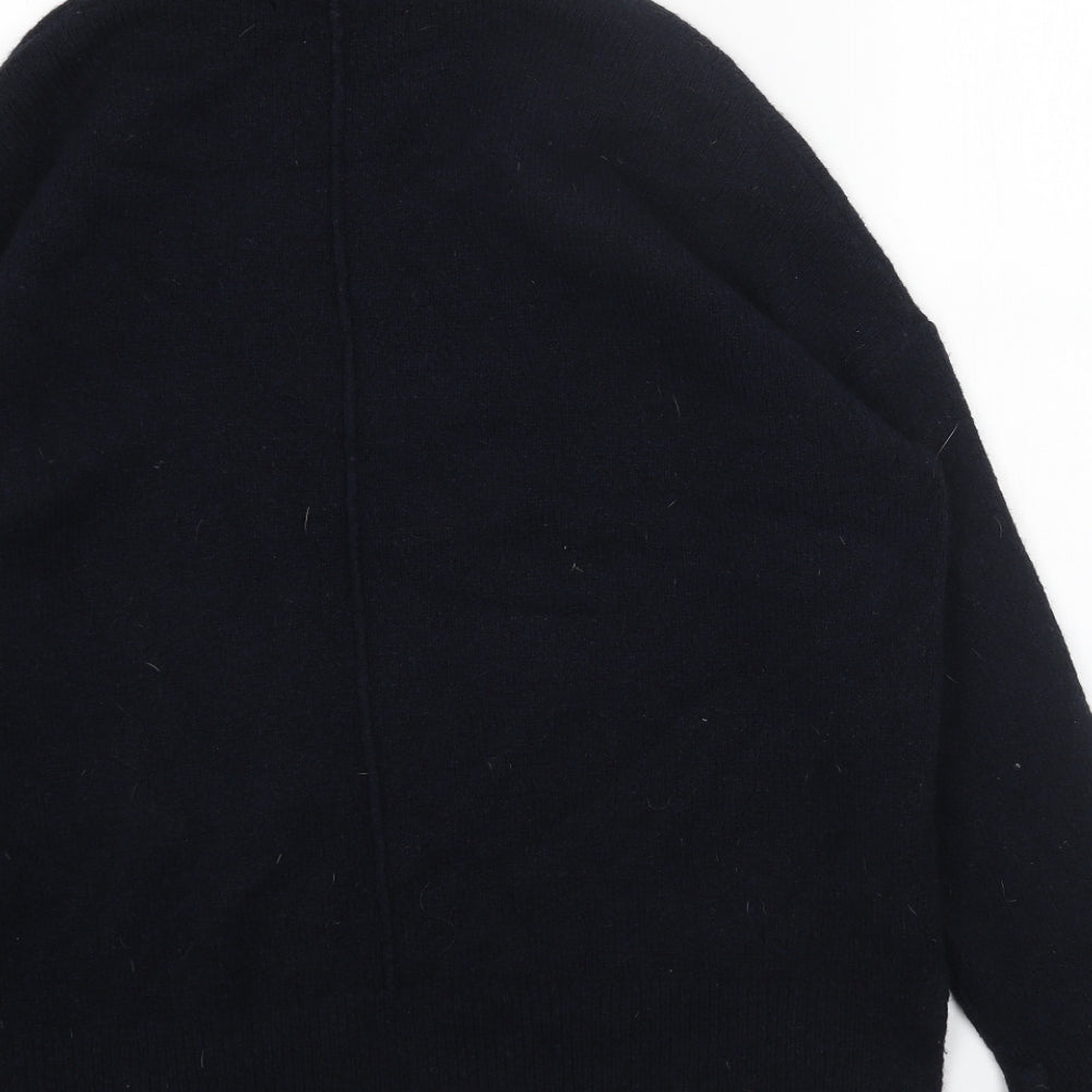 Marks and Spencer Womens Blue Mock Neck Acrylic Pullover Jumper Size L