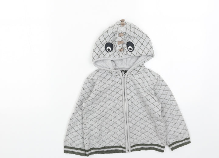 TU Boys Grey Geometric Jacket Size 18 Months Zip