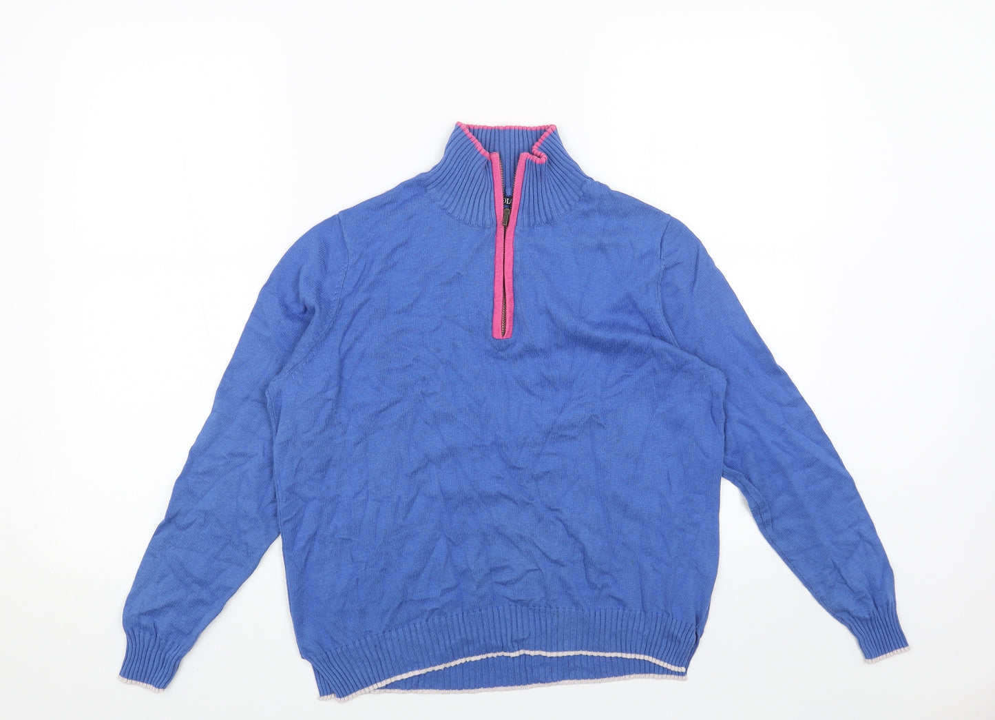 Woollovers Womens Blue High Neck Cotton Pullover Jumper Size M