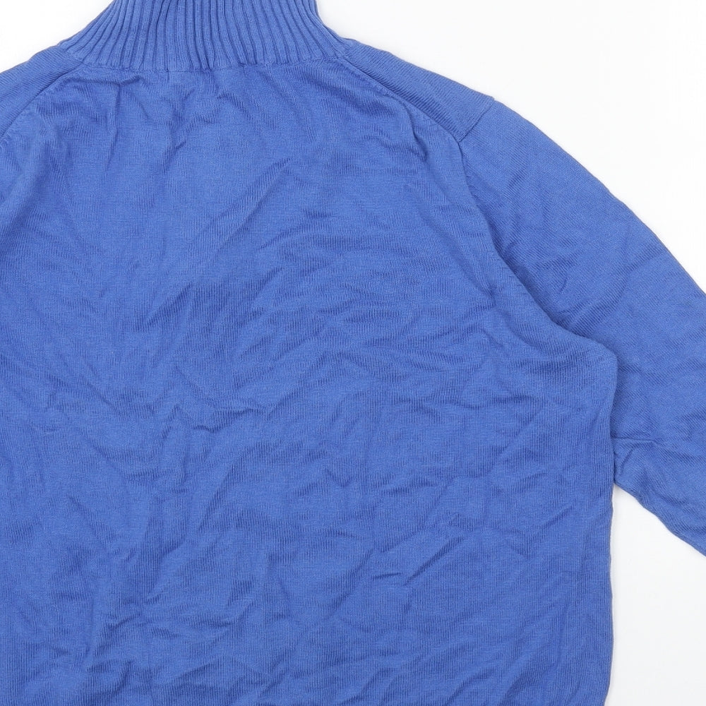 Woollovers Womens Blue High Neck Cotton Pullover Jumper Size M