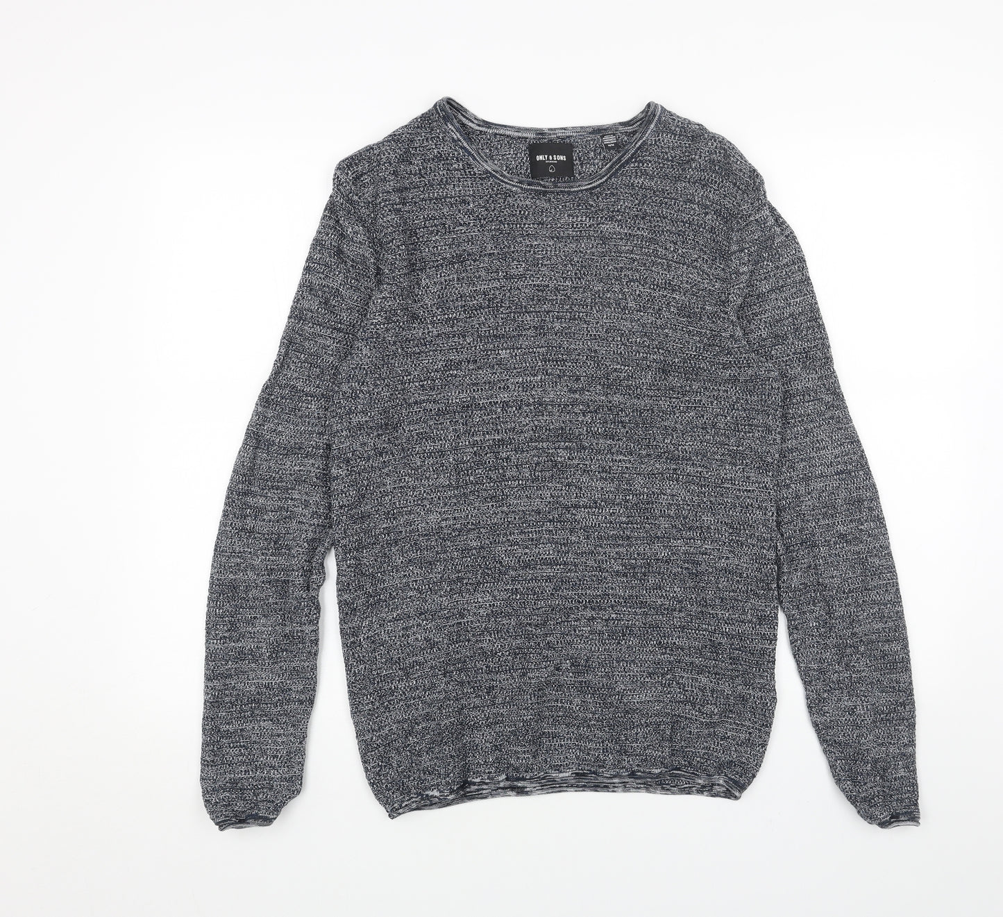 ONLY & SONS Mens Blue Round Neck Acrylic Pullover Jumper Size M Long Sleeve