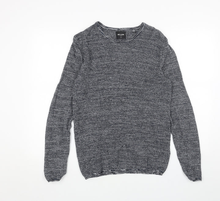 ONLY & SONS Mens Blue Round Neck Acrylic Pullover Jumper Size M Long Sleeve