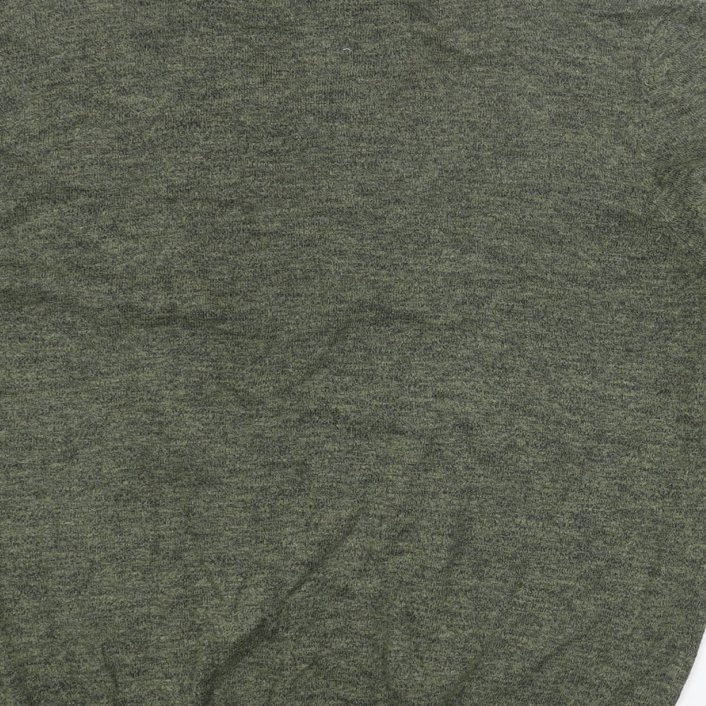 M&Co Mens Green V-Neck Acrylic Pullover Jumper Size XL Long Sleeve