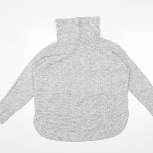 Wallis Womens Grey Roll Neck Acrylic Pullover Jumper Size S - Ribbed