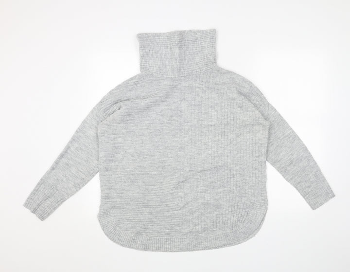 Wallis Womens Grey Roll Neck Acrylic Pullover Jumper Size S - Ribbed