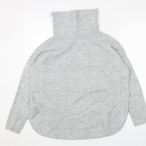 Wallis Womens Grey Roll Neck Acrylic Pullover Jumper Size S - Ribbed