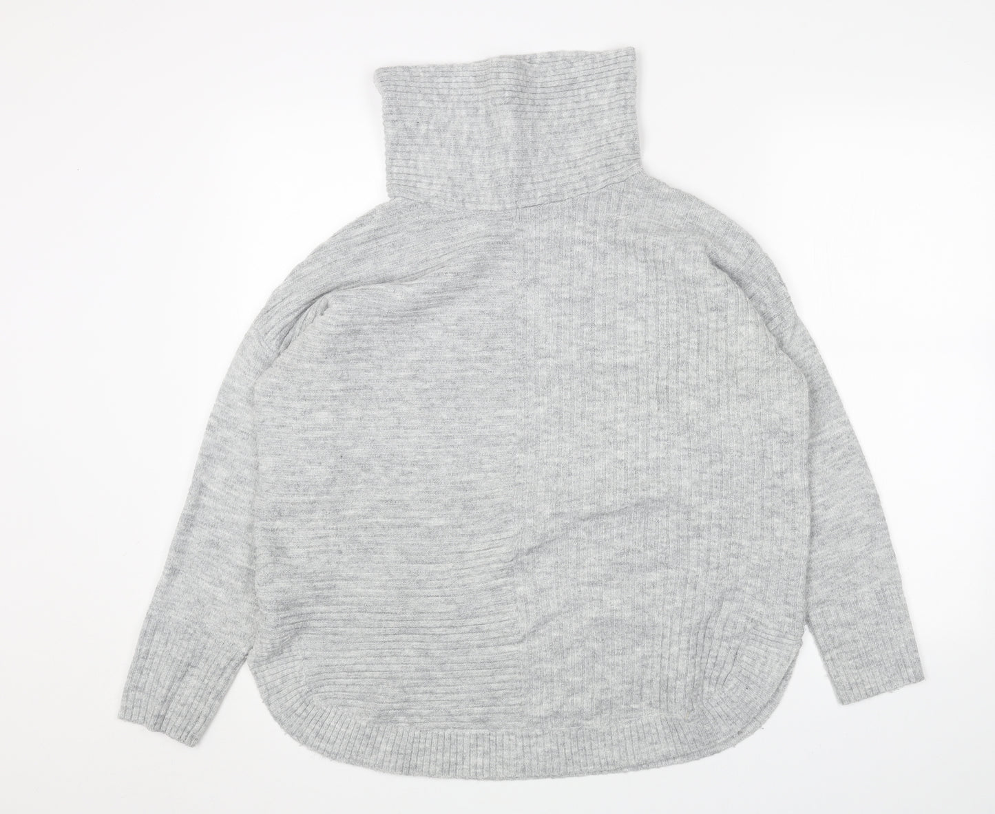 Wallis Womens Grey Roll Neck Acrylic Pullover Jumper Size S - Ribbed