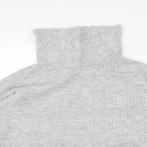 Wallis Womens Grey Roll Neck Acrylic Pullover Jumper Size S - Ribbed