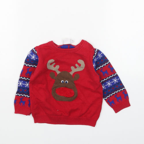 MY BABY Baby Red Acrylic Pullover Jumper Size 9-12 Months Pullover - Christmas