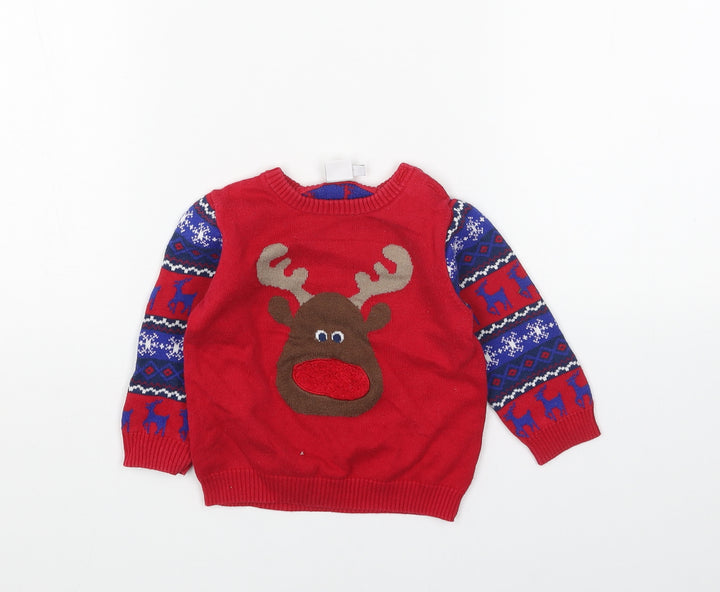 MY BABY Baby Red Acrylic Pullover Jumper Size 9-12 Months Pullover - Christmas