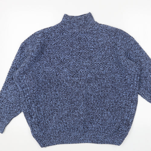 NEXT Womens Blue High Neck Cotton Pullover Jumper Size S