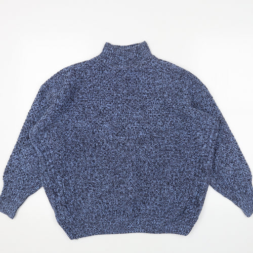 NEXT Womens Blue High Neck Cotton Pullover Jumper Size S