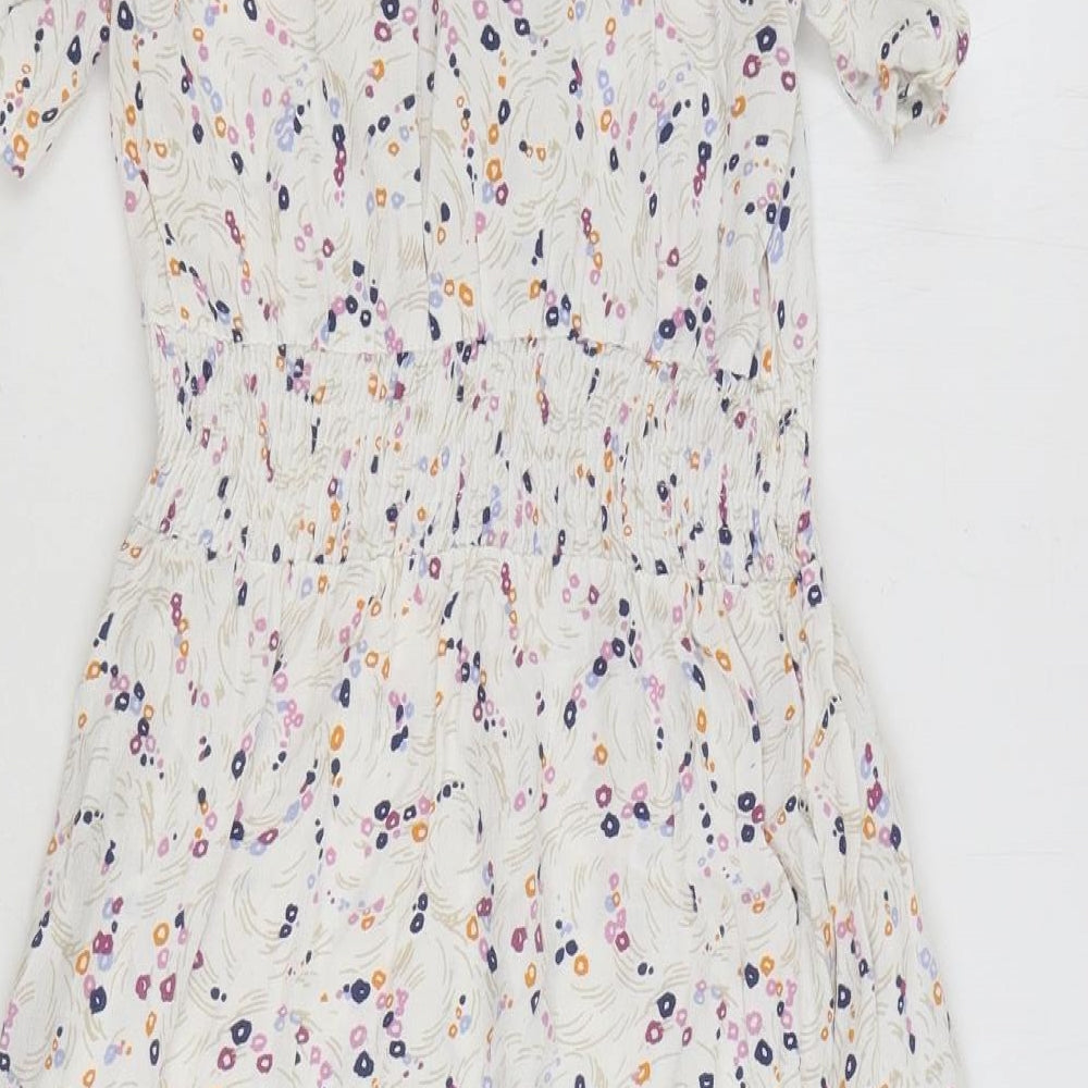 Marks and Spencer Womens Multicoloured Floral Viscose Fit & Flare Size 10 V-Neck Hook & Eye