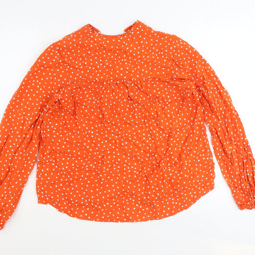 Marks and Spencer Womens Orange Geometric Viscose Basic Blouse Size 8 V-Neck