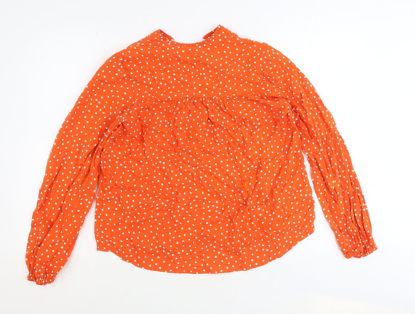 Marks and Spencer Womens Orange Geometric Viscose Basic Blouse Size 8 V-Neck