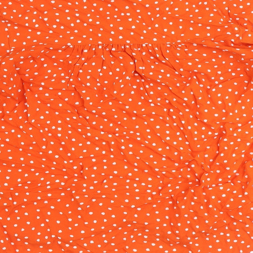 Marks and Spencer Womens Orange Geometric Viscose Basic Blouse Size 8 V-Neck